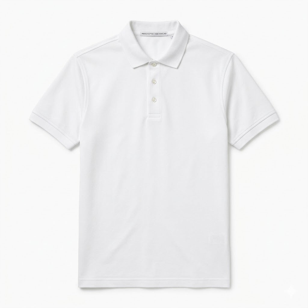 Premium Pique Cotton Polo – Crisp White