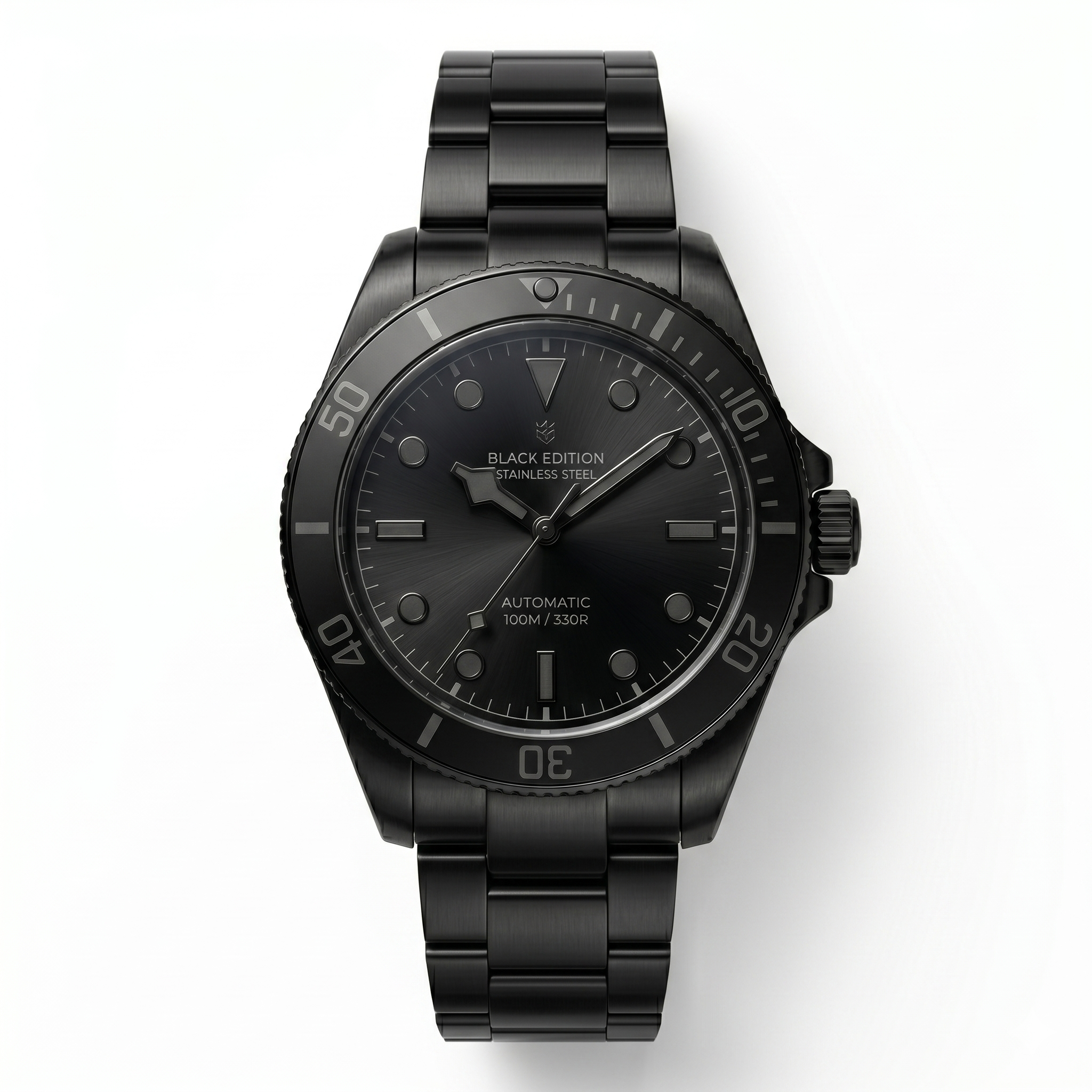 Men's Black Edition Stainless Steel Automatic Chronometer Watch