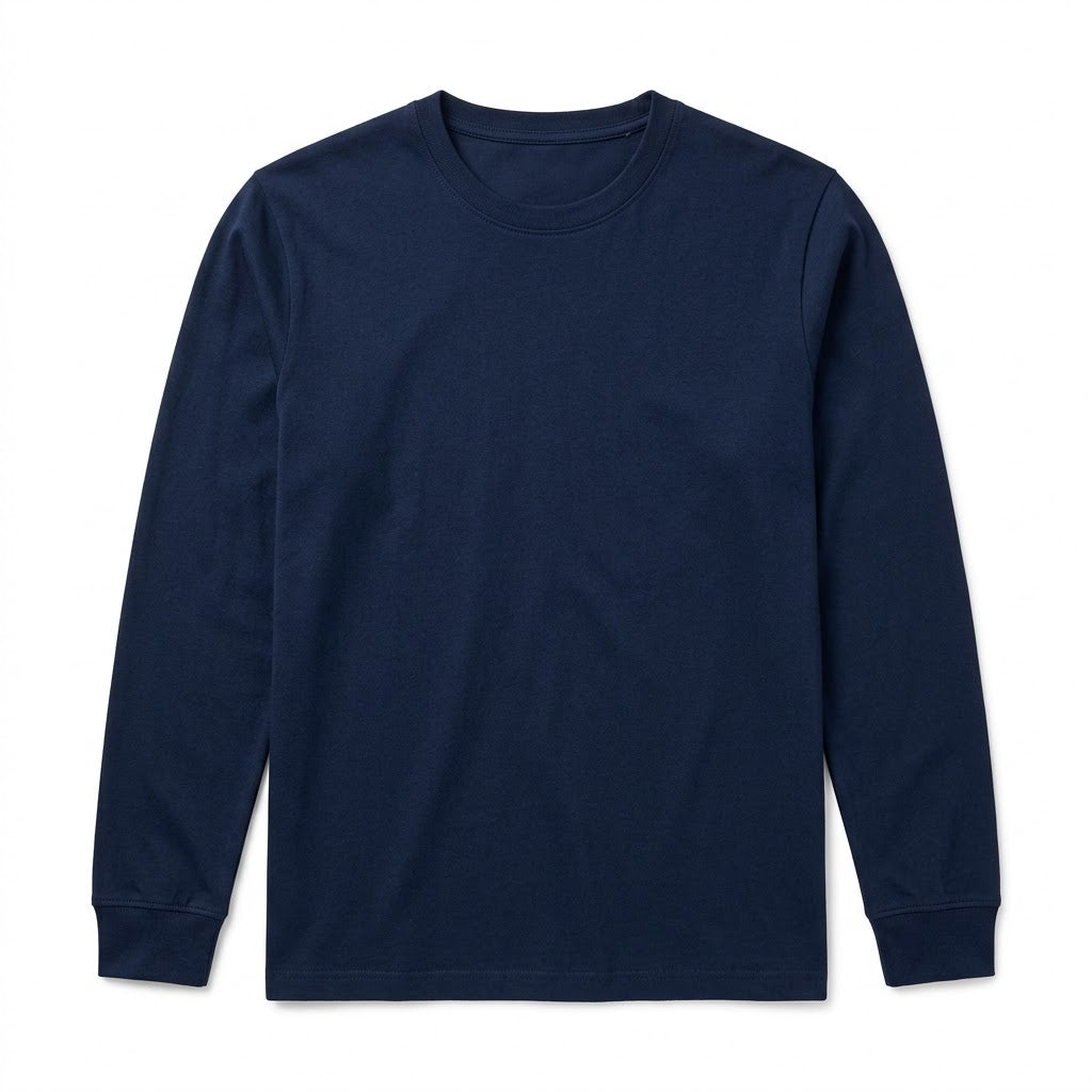 Essential Long Sleeve Cotton Jersey Tee – Deep Navy