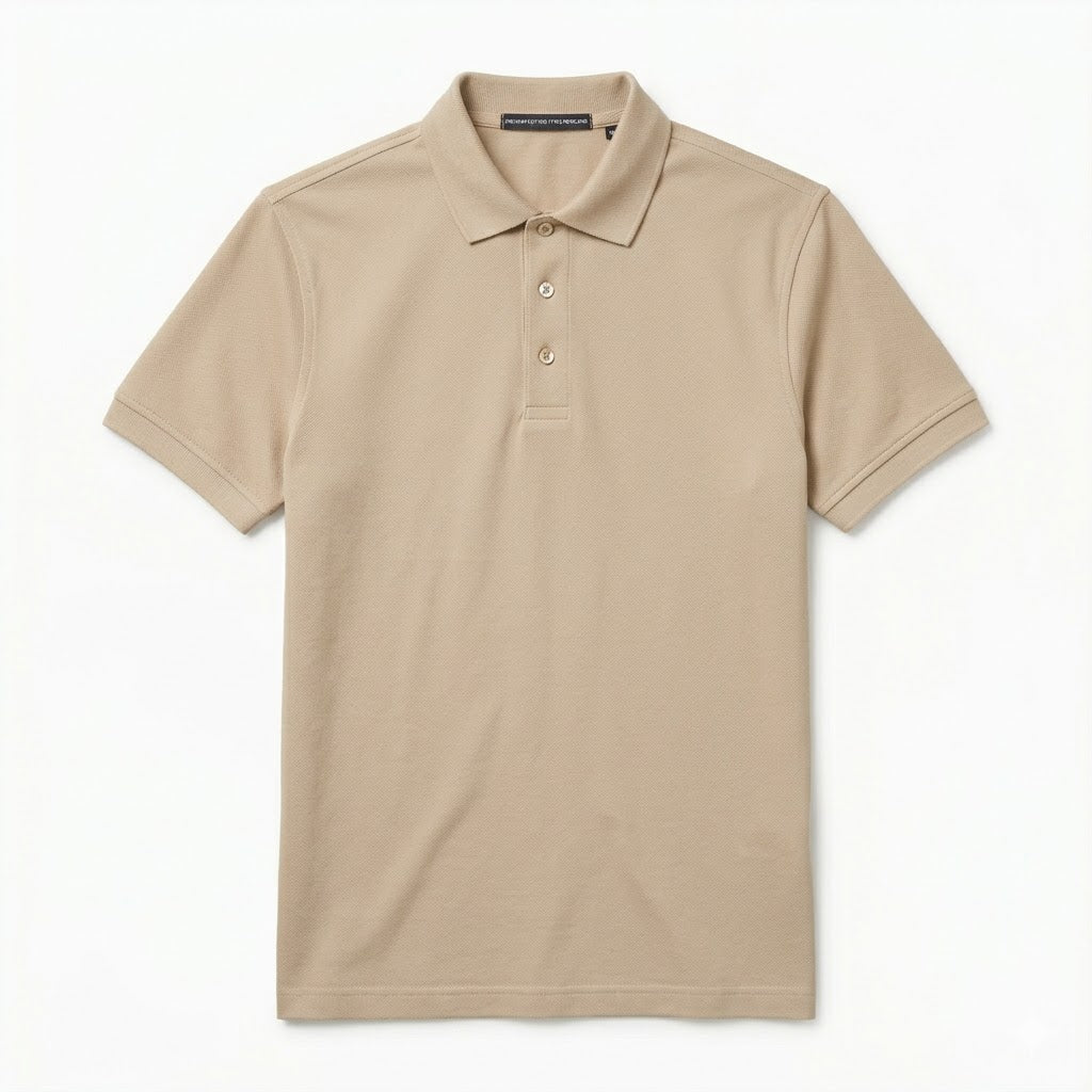 Luxury Pique Cotton Polo – Desert Beige